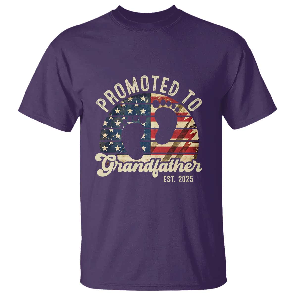 Funny Promoted To Grandfather 2025 T Shirt Newborn Vintage American Flag