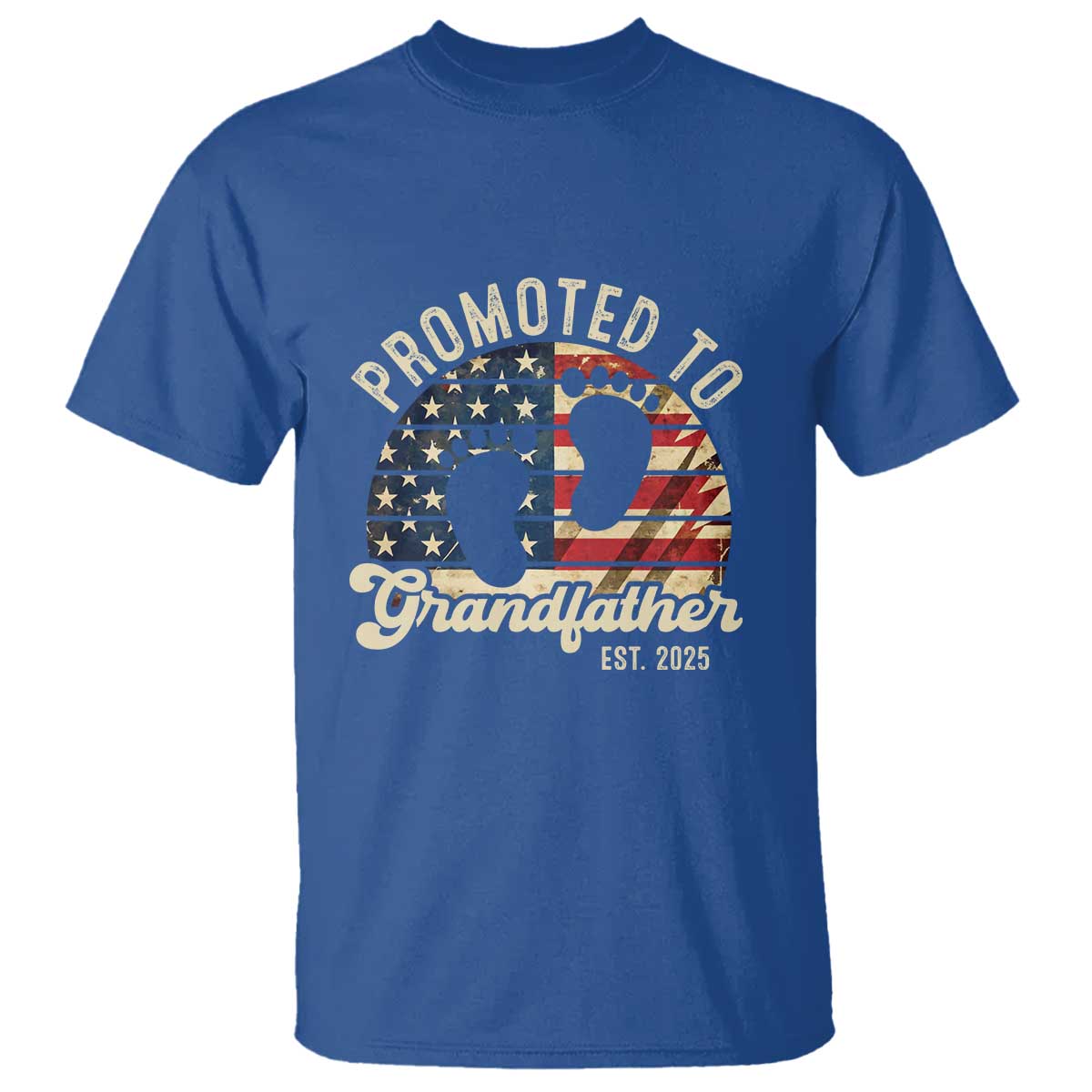 Funny Promoted To Grandfather 2025 T Shirt Newborn Vintage American Flag