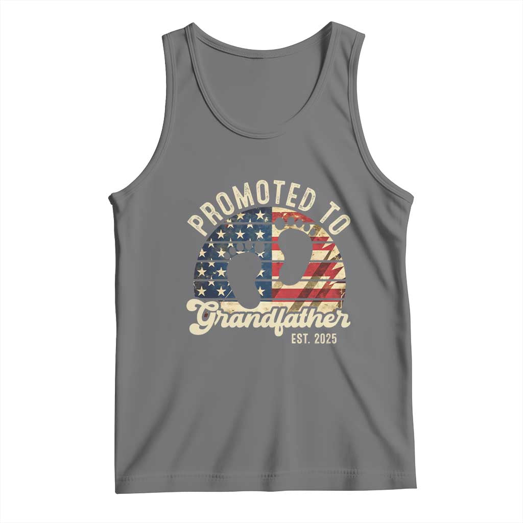 Funny Promoted To Grandfather 2025 Tank Top Newborn Vintage American Flag