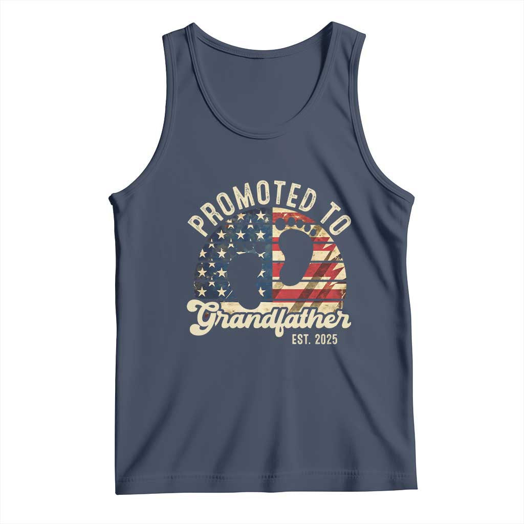 Funny Promoted To Grandfather 2025 Tank Top Newborn Vintage American Flag