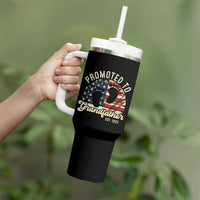 Funny Promoted To Grandfather 2025 Tumbler With Handle Newborn Vintage American Flag