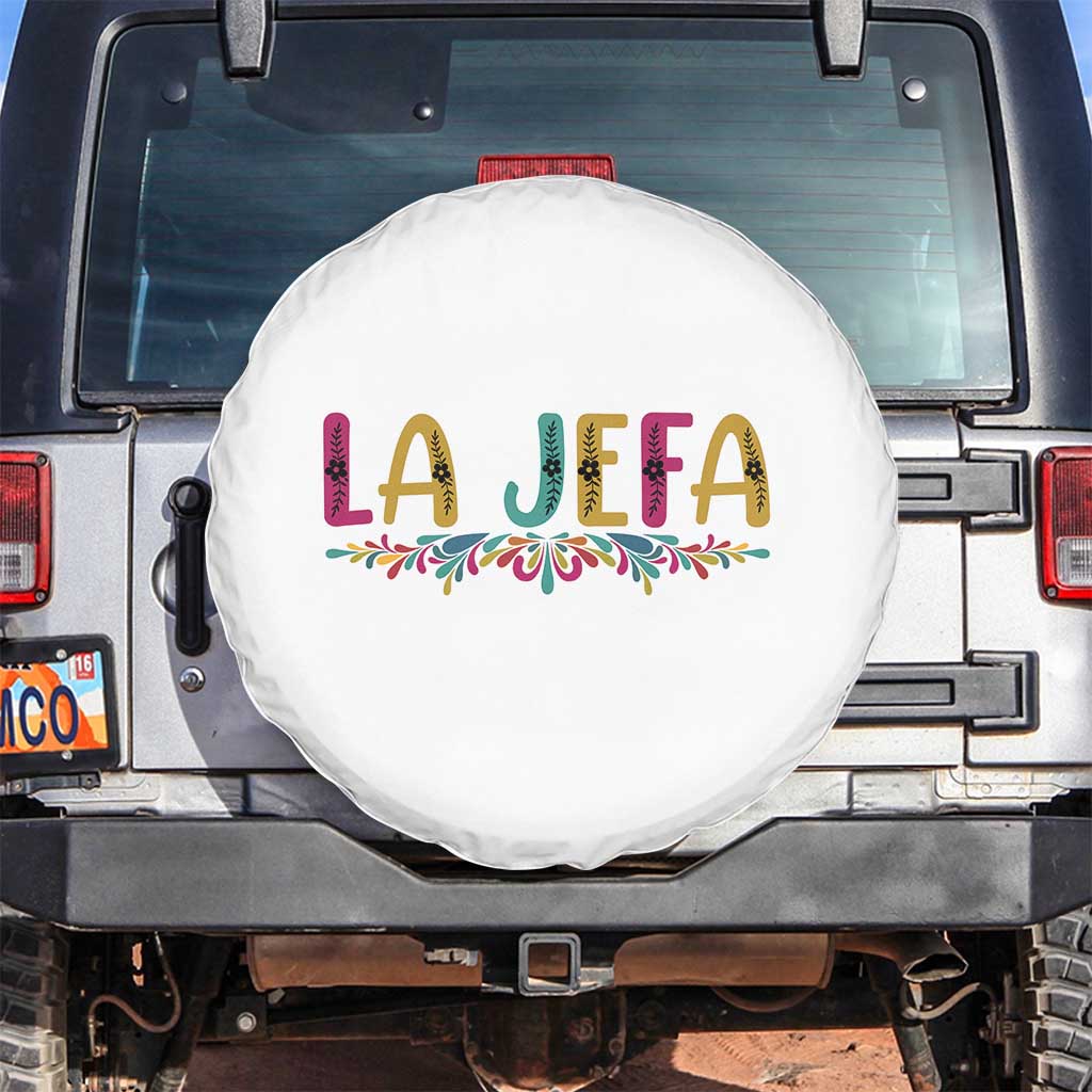 Funny Mexican Spanish La Jefa Boss Spare Tire Cover Mexican Flowers