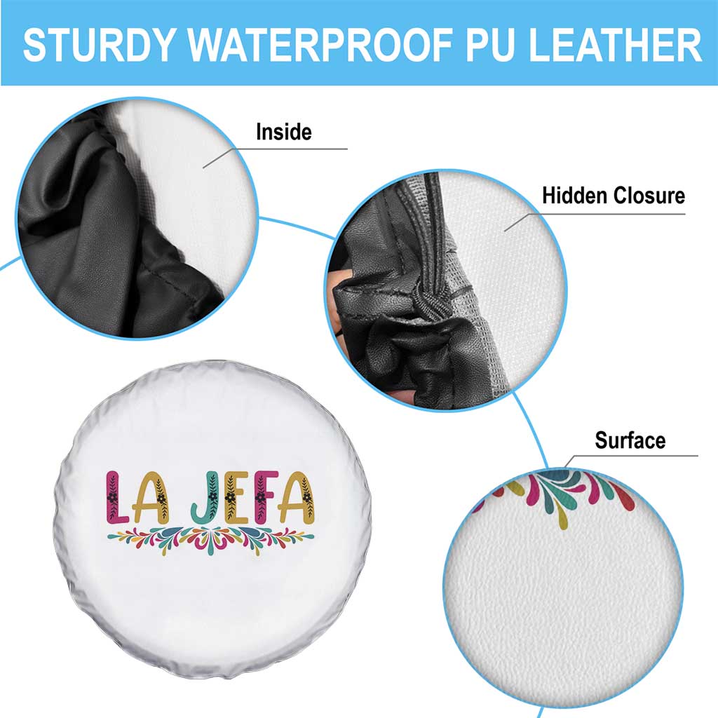 Funny Mexican Spanish La Jefa Boss Spare Tire Cover Mexican Flowers