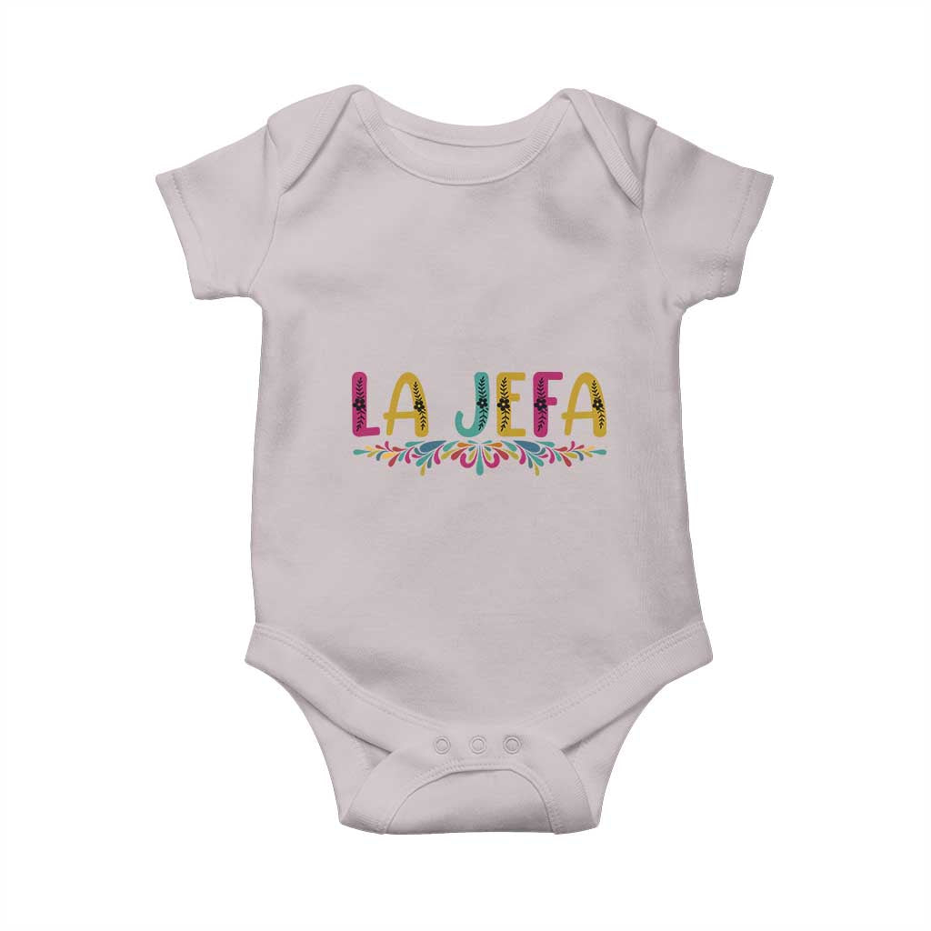 Funny Mexican Spanish La Jefa Boss Baby Onesie Mexican Flowers