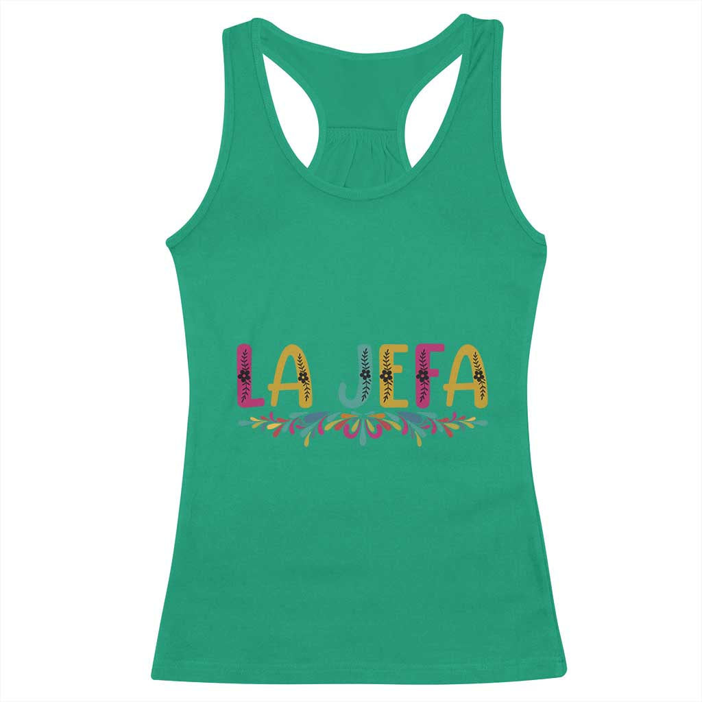 Funny Mexican Spanish La Jefa Boss Racerback Tank Top Mexican Flowers