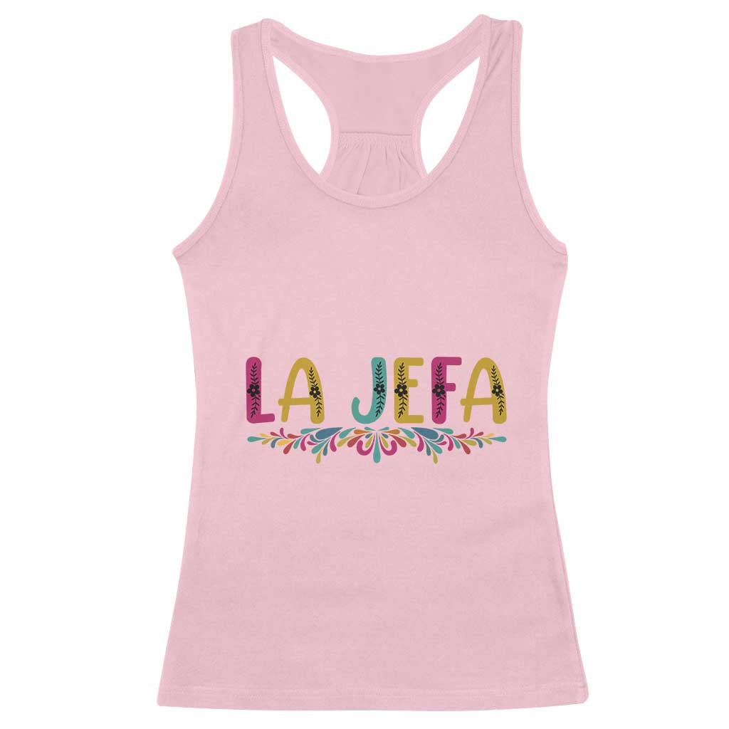 Funny Mexican Spanish La Jefa Boss Racerback Tank Top Mexican Flowers