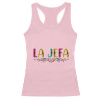 Funny Mexican Spanish La Jefa Boss Racerback Tank Top Mexican Flowers