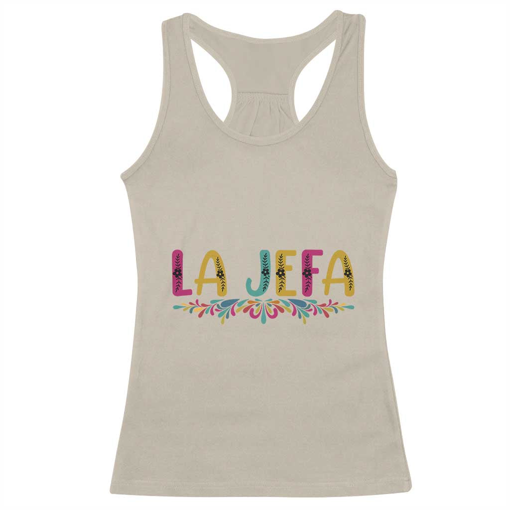Funny Mexican Spanish La Jefa Boss Racerback Tank Top Mexican Flowers