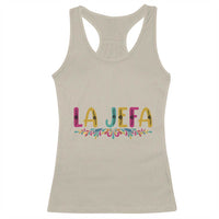 Funny Mexican Spanish La Jefa Boss Racerback Tank Top Mexican Flowers
