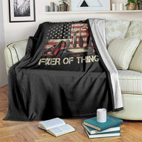 Knower Of Stuff Fixer Of Things Throw Blanket Funny Handyman Fathers Day American Flag
