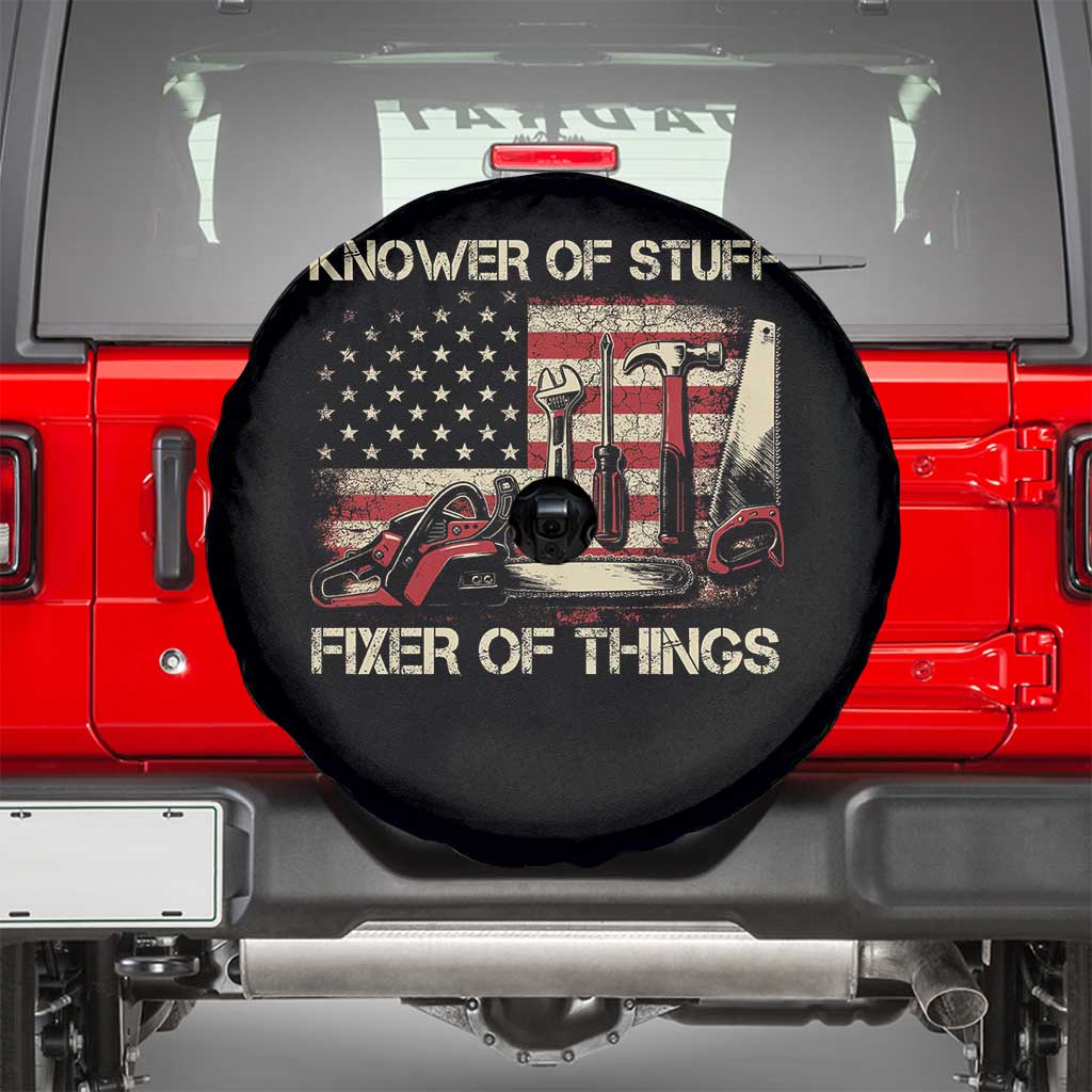Knower Of Stuff Fixer Of Things Spare Tire Cover Funny Handyman Fathers Day American Flag