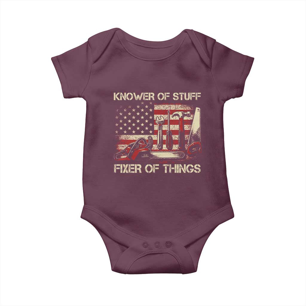 Knower Of Stuff Fixer Of Things Baby Onesie Funny Handyman Fathers Day American Flag