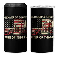 Knower Of Stuff Fixer Of Things 4 in 1 Can Cooler Tumbler Funny Handyman Fathers Day American Flag