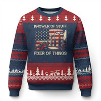 Knower Of Stuff Fixer Of Things Ugly Christmas Sweater Funny Handyman Fathers Day American Flag