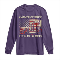 Knower Of Stuff Fixer Of Things Long Sleeve Shirt Funny Handyman Fathers Day American Flag