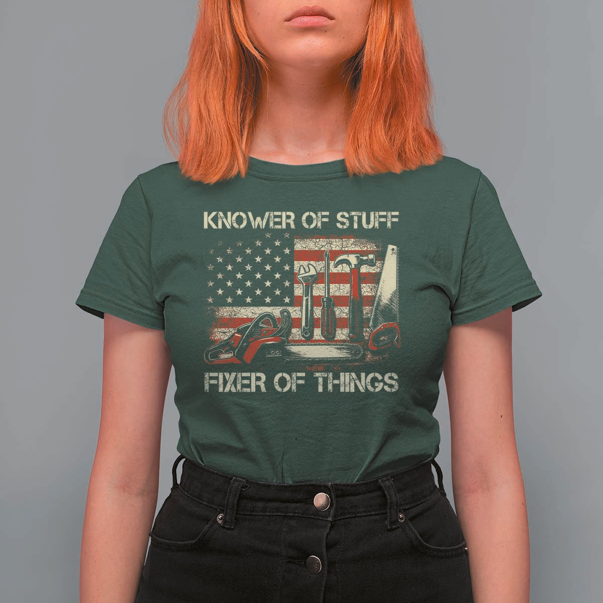 Knower Of Stuff Fixer Of Things T Shirt For Women Funny Handyman Fathers Day American Flag