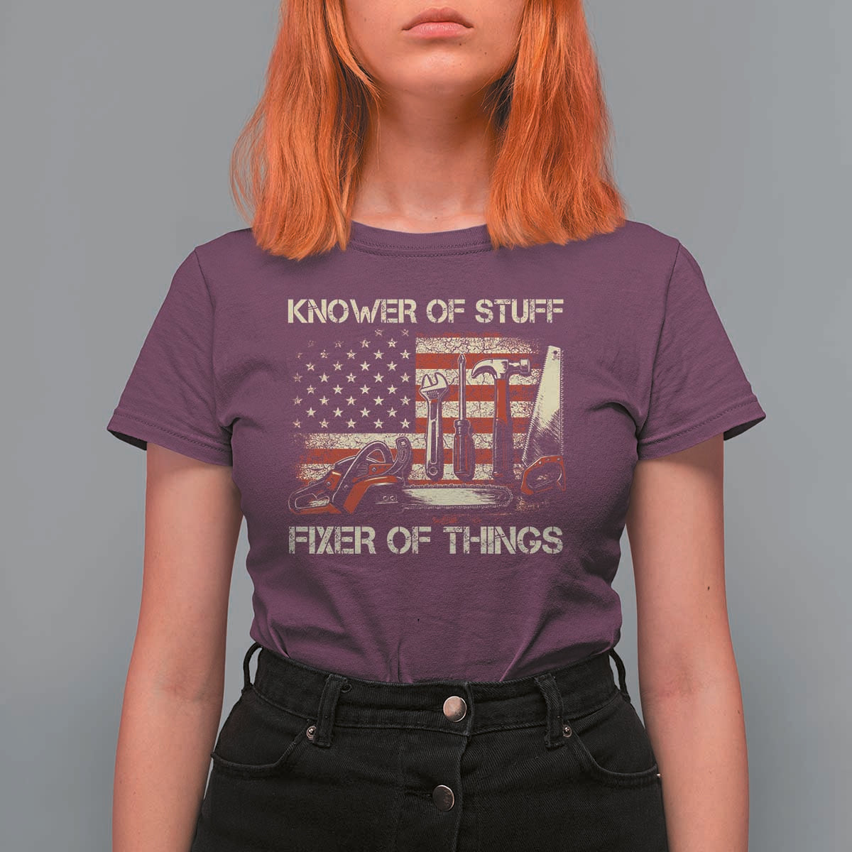 Knower Of Stuff Fixer Of Things T Shirt For Women Funny Handyman Fathers Day American Flag