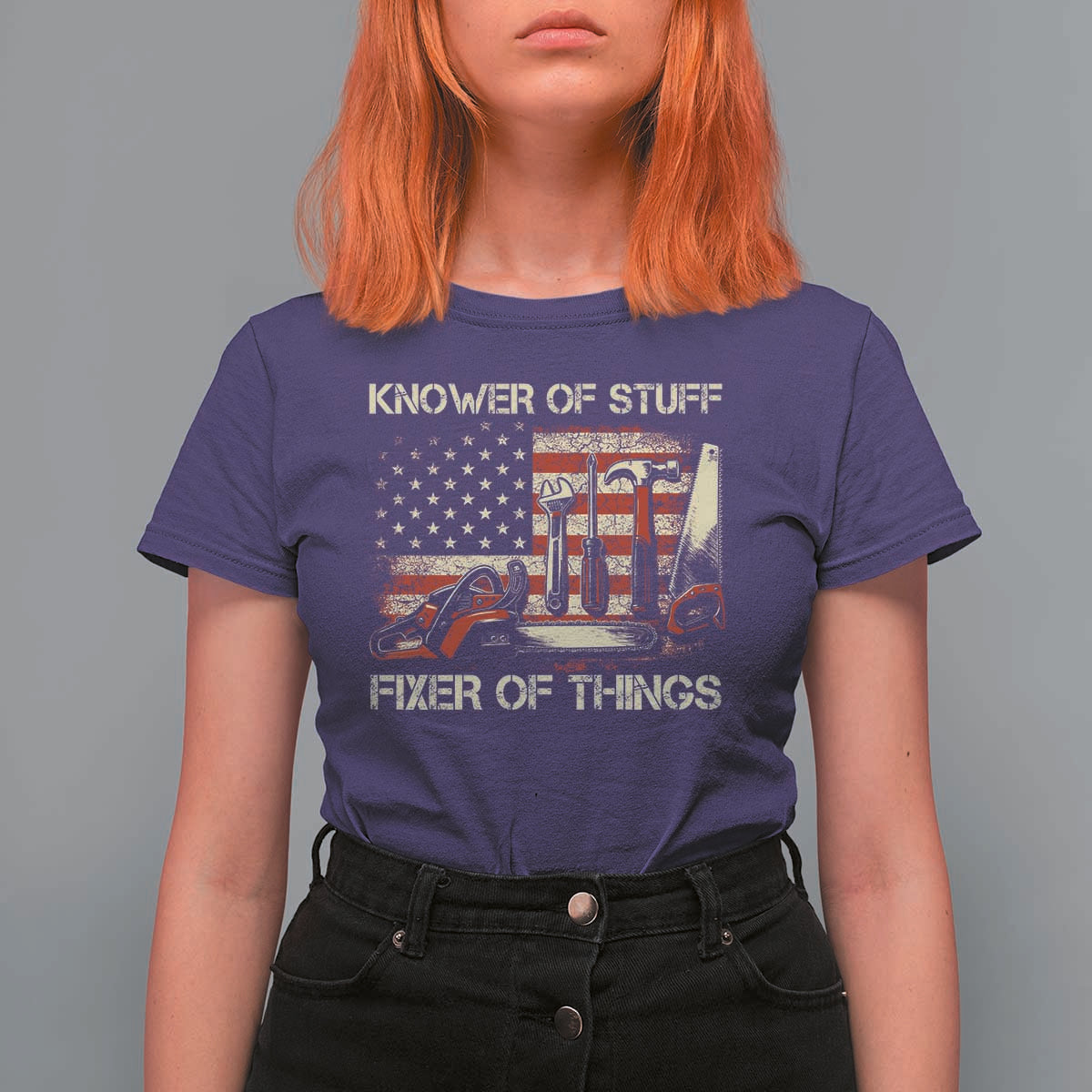 Knower Of Stuff Fixer Of Things T Shirt For Women Funny Handyman Fathers Day American Flag