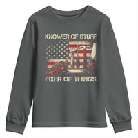 Knower Of Stuff Fixer Of Things Youth Sweatshirt Funny Handyman Fathers Day American Flag