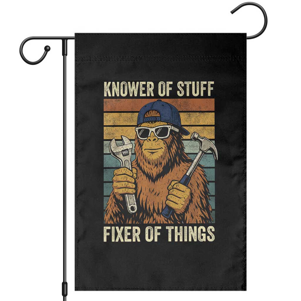 Knower Of Stuff Fixer Of Things Garden Flag Mechanic Bigfoot Dad