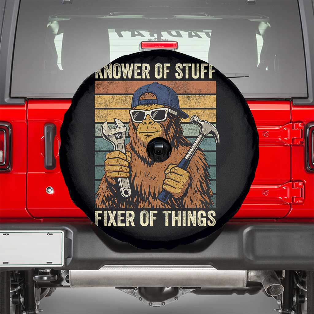 Knower Of Stuff Fixer Of Things Spare Tire Cover Mechanic Bigfoot Dad