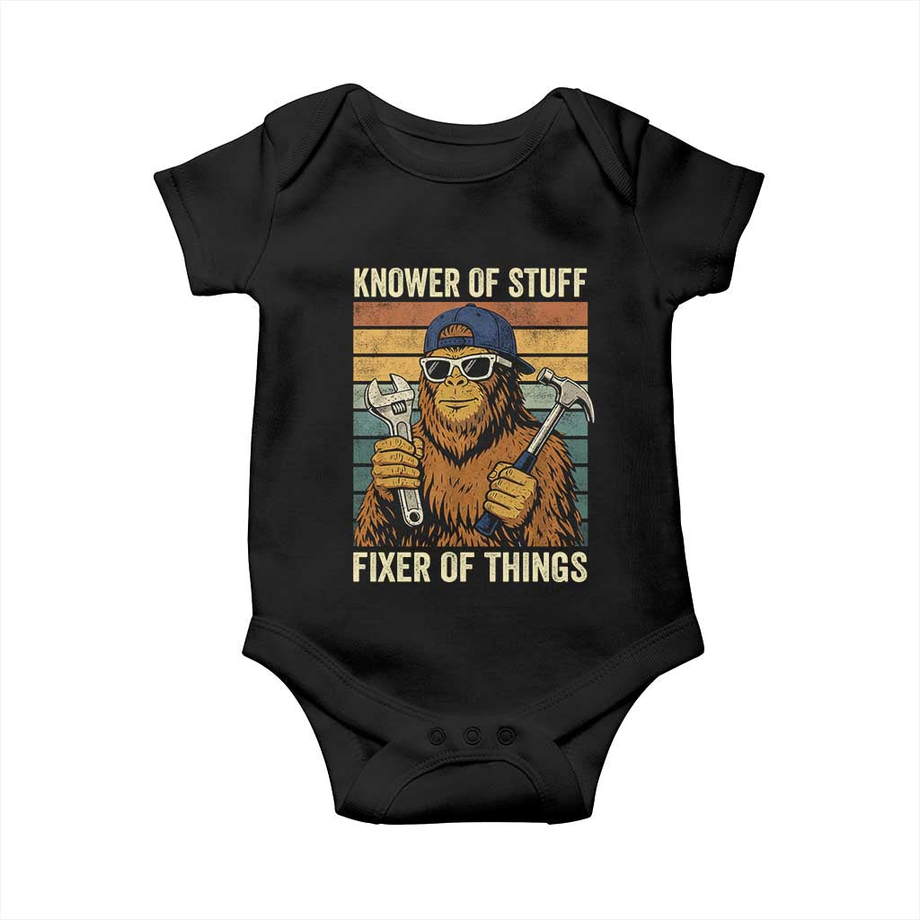 Knower Of Stuff Fixer Of Things Baby Onesie Mechanic Bigfoot Dad