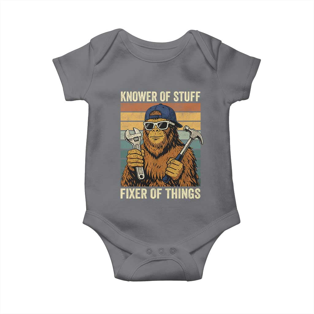 Knower Of Stuff Fixer Of Things Baby Onesie Mechanic Bigfoot Dad
