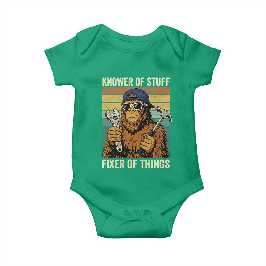 Knower Of Stuff Fixer Of Things Baby Onesie Mechanic Bigfoot Dad
