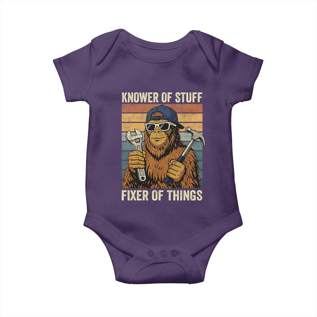 Knower Of Stuff Fixer Of Things Baby Onesie Mechanic Bigfoot Dad
