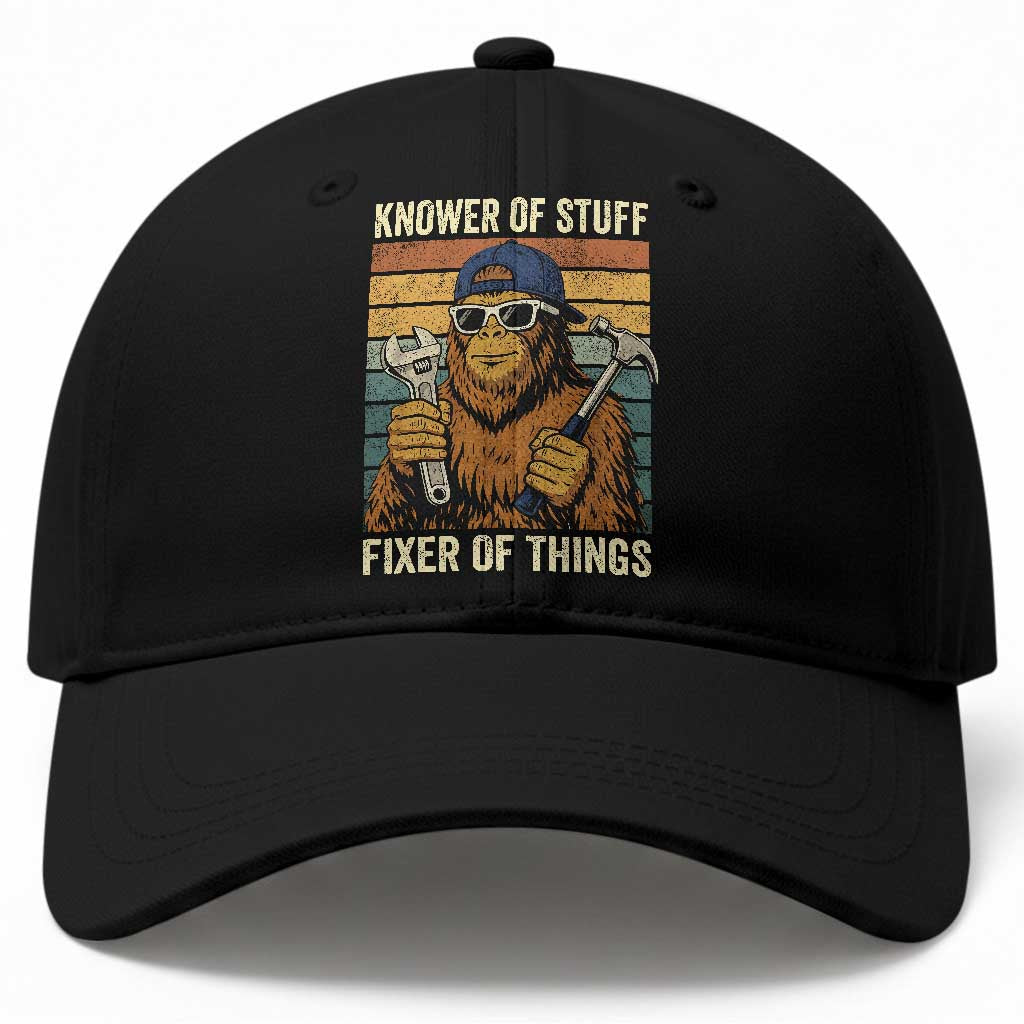 Knower Of Stuff Fixer Of Things Baseball Cap Mechanic Bigfoot Dad