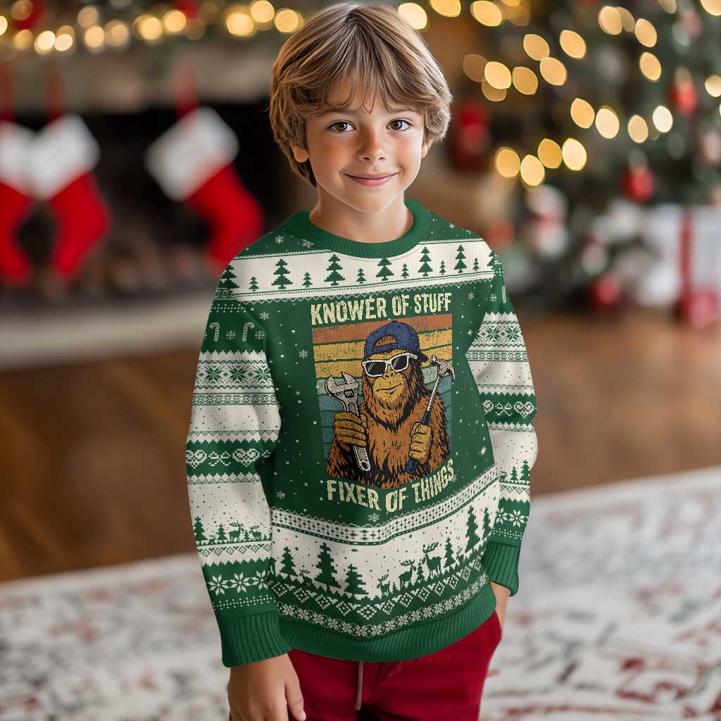 Knower Of Stuff Fixer Of Things Ugly Christmas Sweater Mechanic Bigfoot Dad