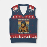 Knower Of Stuff Fixer Of Things V-Neck Knit Sweater Vest Mechanic Bigfoot Dad