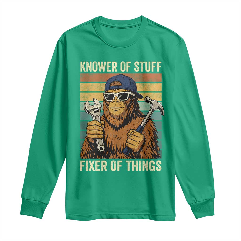 Knower Of Stuff Fixer Of Things Long Sleeve Shirt Mechanic Bigfoot Dad