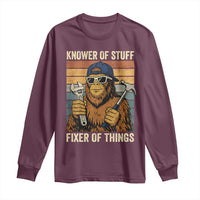 Knower Of Stuff Fixer Of Things Long Sleeve Shirt Mechanic Bigfoot Dad