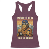 Knower Of Stuff Fixer Of Things Racerback Tank Top Mechanic Bigfoot Dad