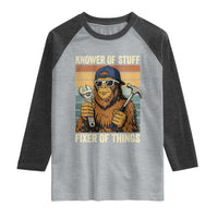 Knower Of Stuff Fixer Of Things Raglan Shirt Mechanic Bigfoot Dad