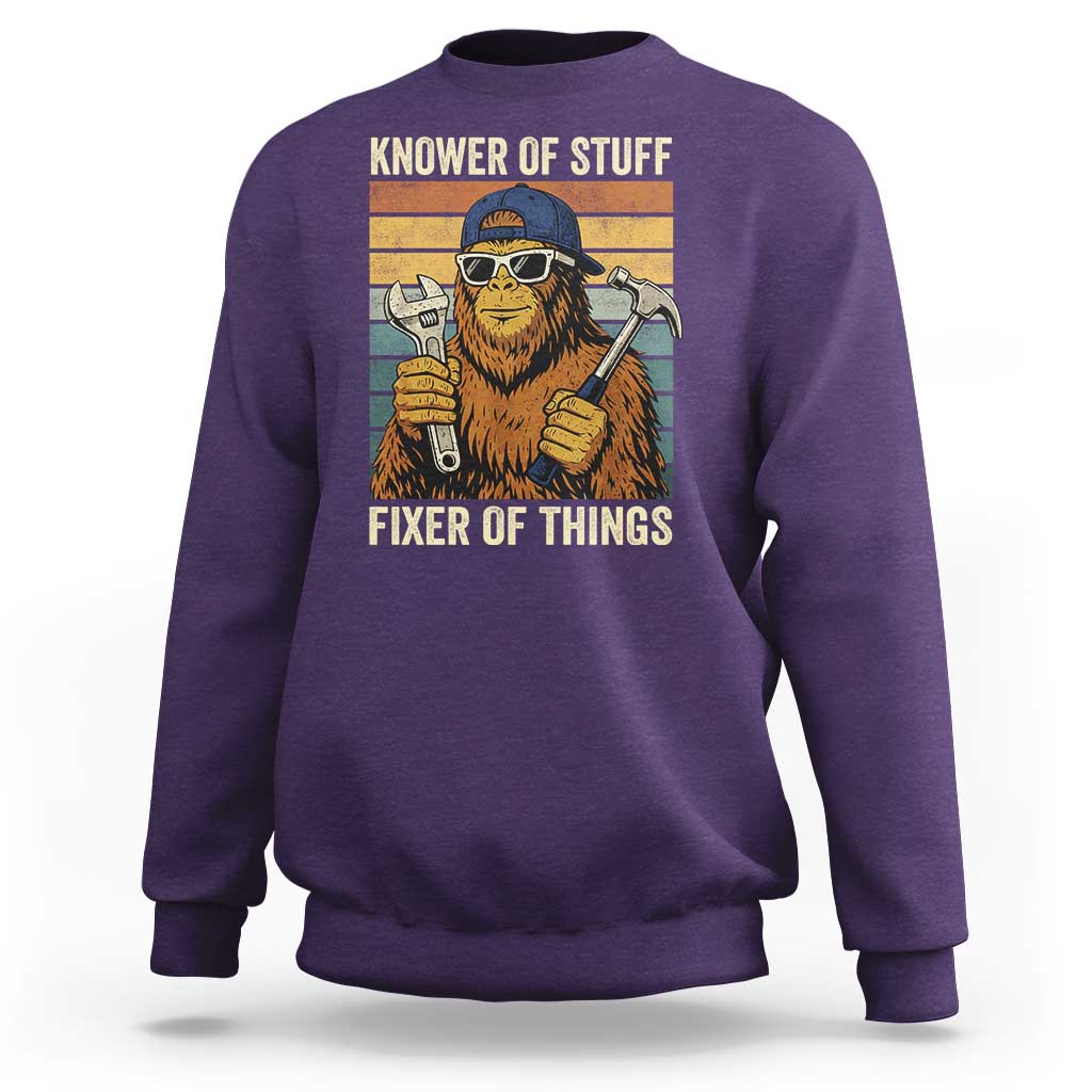 Knower Of Stuff Fixer Of Things Sweatshirt Mechanic Bigfoot Dad