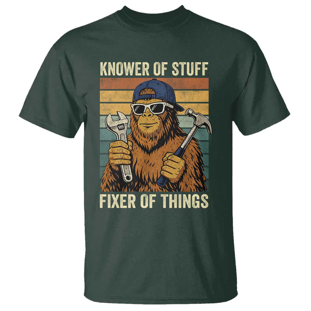 Knower Of Stuff Fixer Of Things T Shirt Mechanic Bigfoot Dad