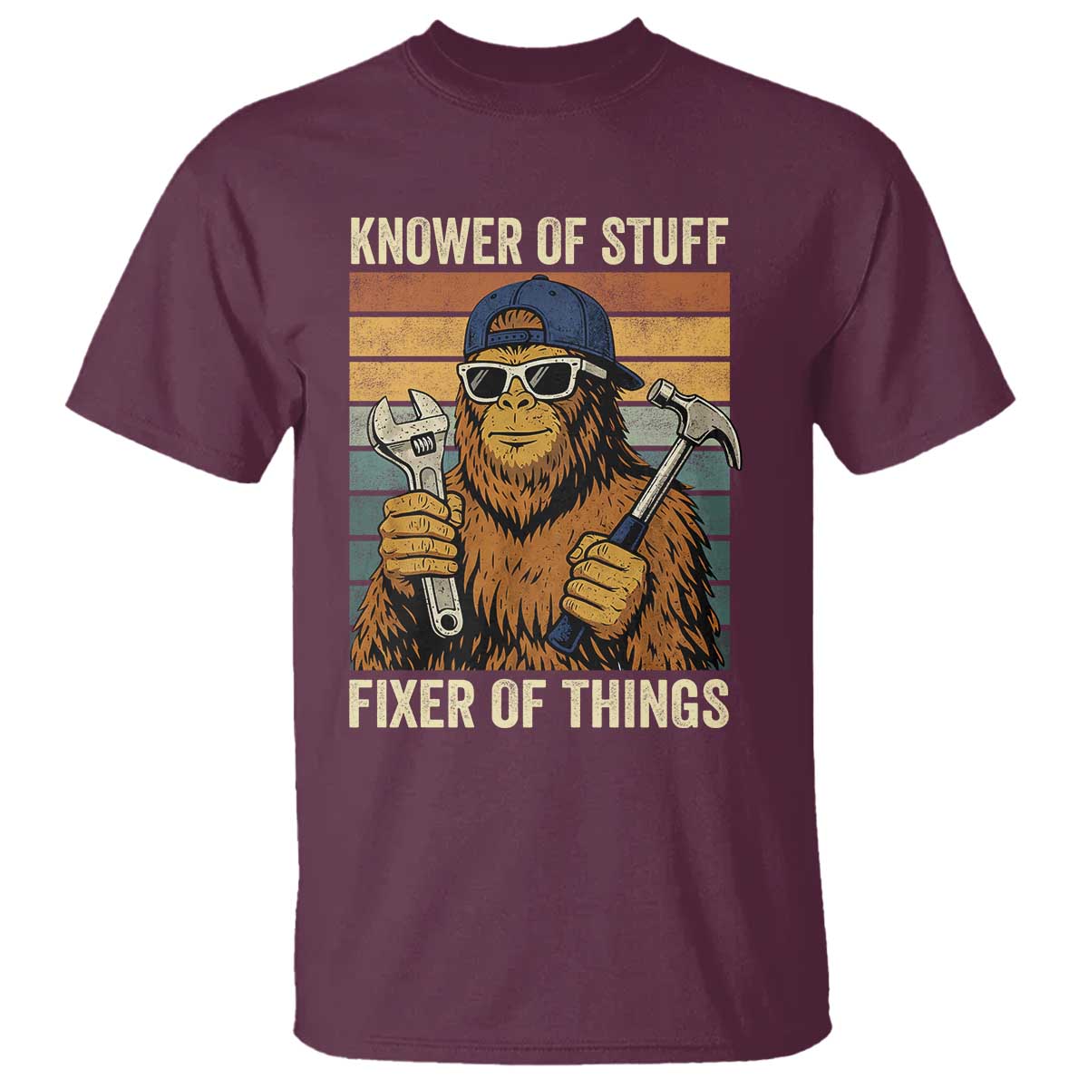 Knower Of Stuff Fixer Of Things T Shirt Mechanic Bigfoot Dad