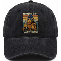 Knower Of Stuff Fixer Of Things Washed Cotton Baseball Cap Mechanic Bigfoot Dad