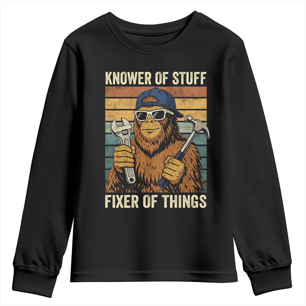 Knower Of Stuff Fixer Of Things Youth Sweatshirt Mechanic Bigfoot Dad
