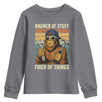 Knower Of Stuff Fixer Of Things Youth Sweatshirt Mechanic Bigfoot Dad