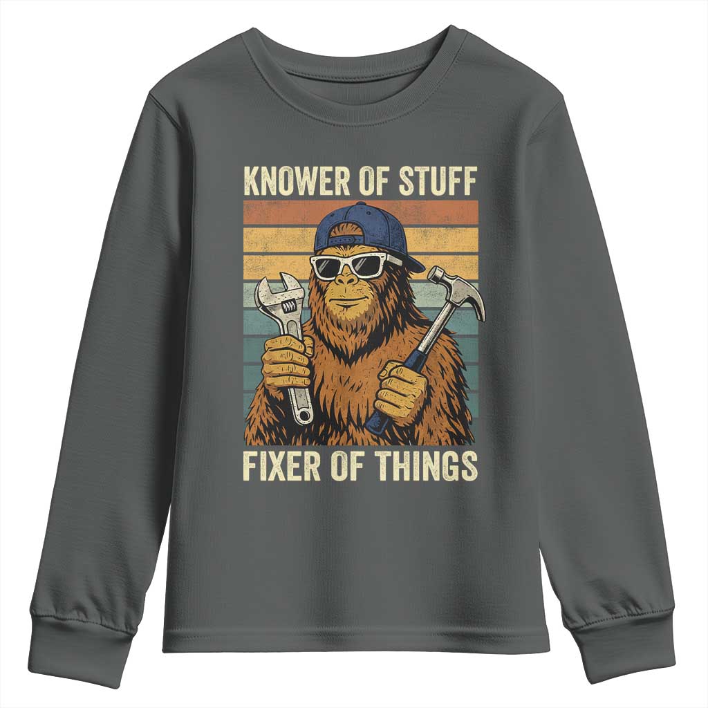 Knower Of Stuff Fixer Of Things Youth Sweatshirt Mechanic Bigfoot Dad