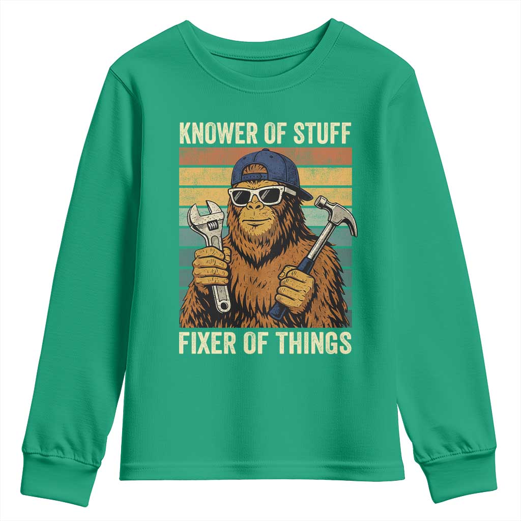 Knower Of Stuff Fixer Of Things Youth Sweatshirt Mechanic Bigfoot Dad