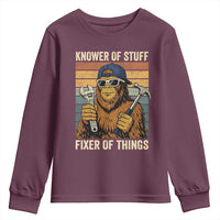 Knower Of Stuff Fixer Of Things Youth Sweatshirt Mechanic Bigfoot Dad