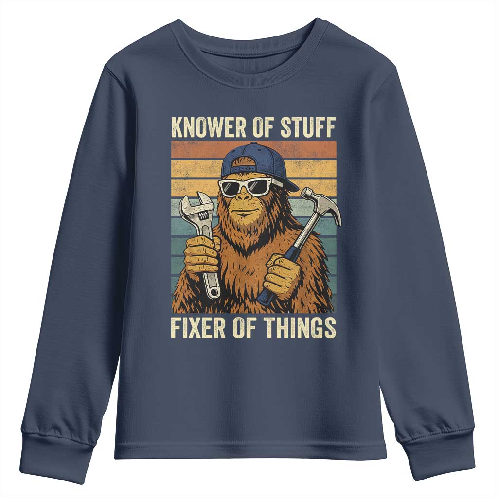 Knower Of Stuff Fixer Of Things Youth Sweatshirt Mechanic Bigfoot Dad