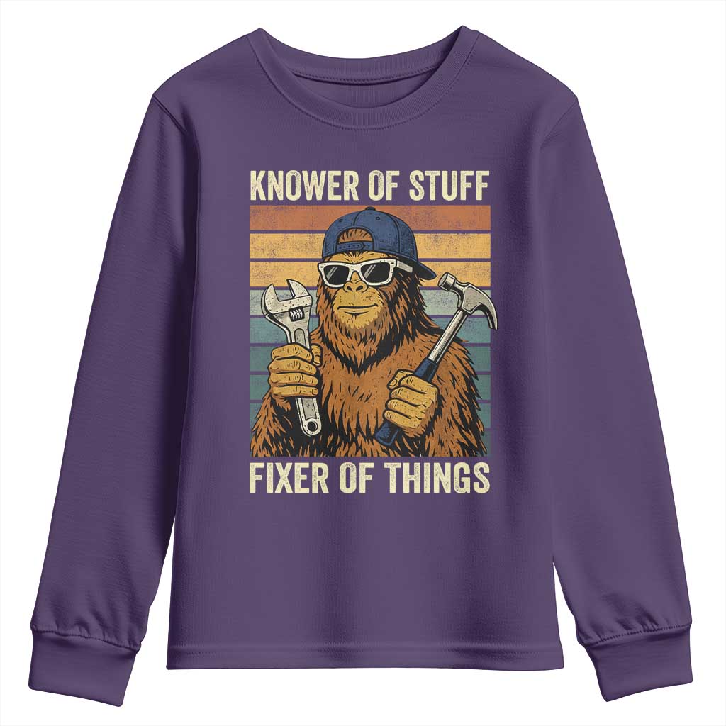 Knower Of Stuff Fixer Of Things Youth Sweatshirt Mechanic Bigfoot Dad