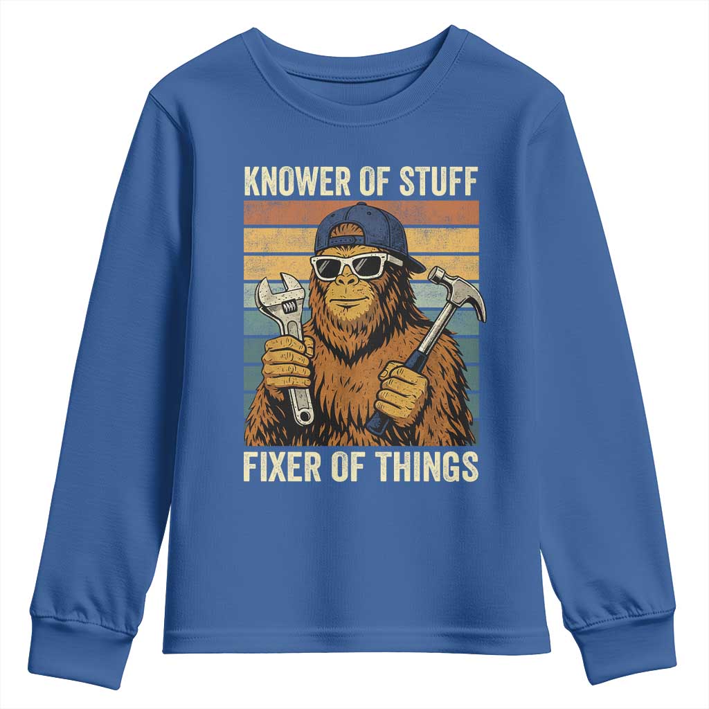 Knower Of Stuff Fixer Of Things Youth Sweatshirt Mechanic Bigfoot Dad