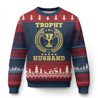 Trophy Husband Ugly Christmas Sweater Funny Hubby Groom Humor Marriage Anniversary