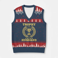 Trophy Husband V-Neck Knit Sweater Vest Funny Hubby Groom Humor Marriage Anniversary